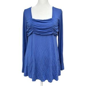 Soft Surrounding Ruched Bust Square Neckline Long Sleeve Top